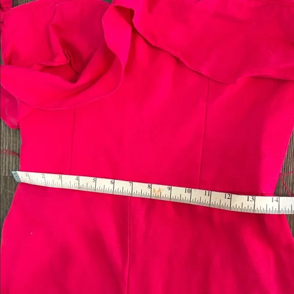 Hot Pink Off Shoulder Jumpsuit Ruffle Wide Leg Chic , crop - Picture 7 of 11